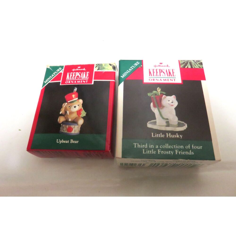 Mini 1991 Hallmark Ornaments Upbeat Bear & Little Husky